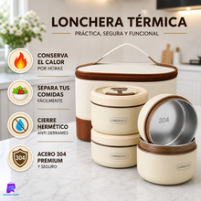 Cargar imagen en el visor de la galería, LONCHERA TERMICA CON 4 RECIPIENTES - Más tiempo caliente, más sabor